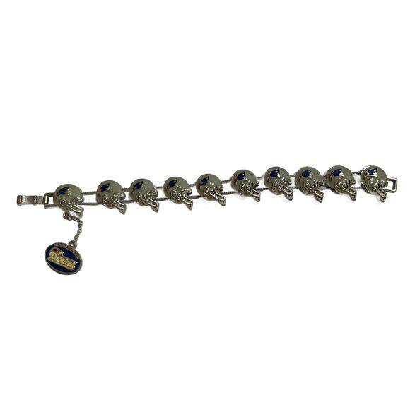 VTG NFL New England Patriots Enameled Helmet Charm Slide Bracelet 7.5" - Picture 1 of 4